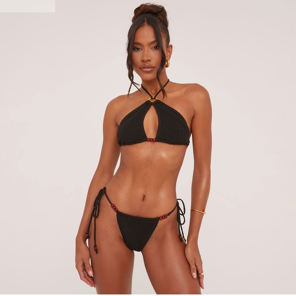 Ego Official BEADED DETAIL HALTERNECK BIKINI SET BLACK Medium